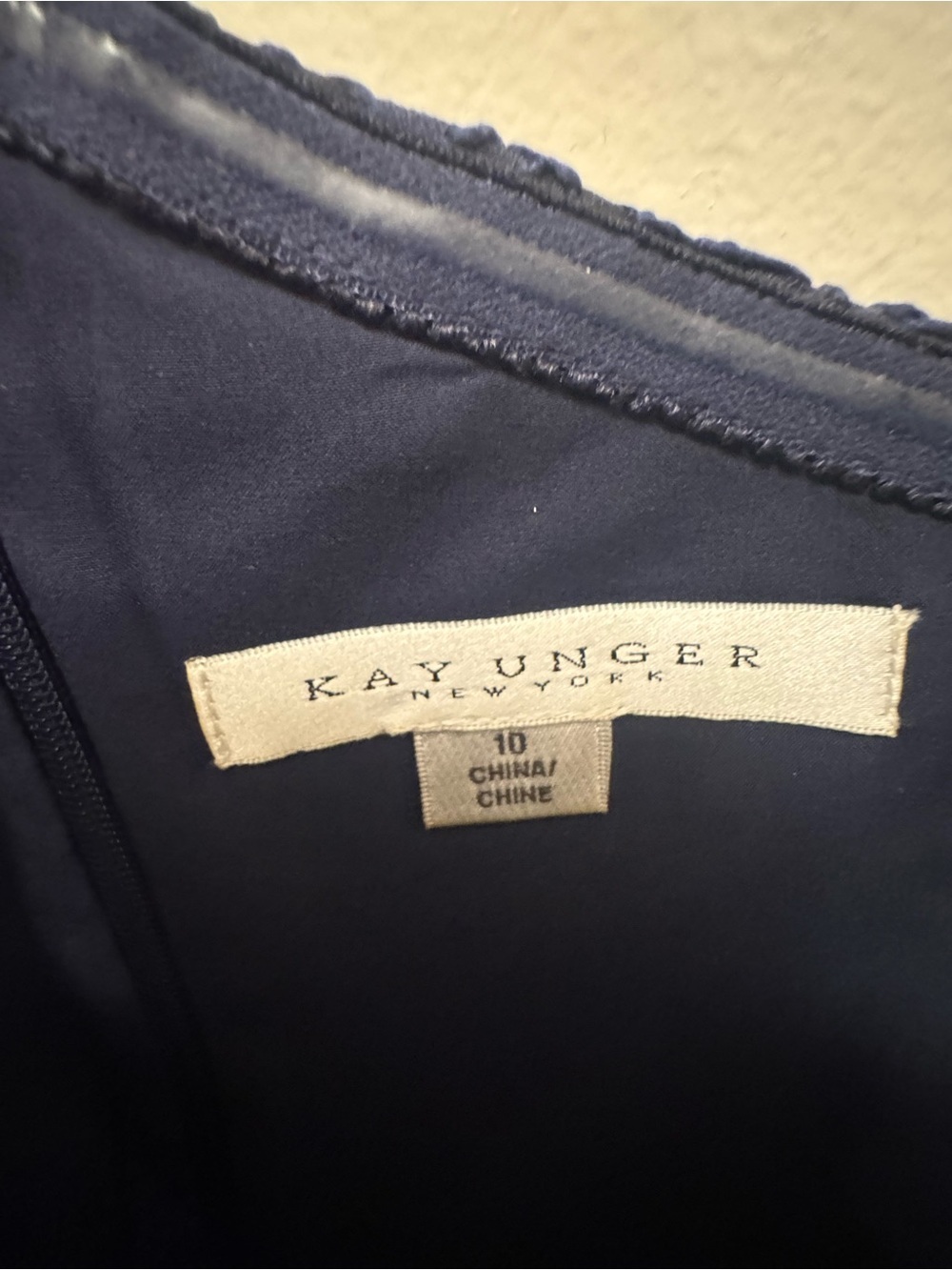 Kay Unger Navy One-Shoulder Lace Jumpsuit - Picture 5 of 9
